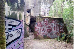 Wanderung Nähe Lanke / Lobetal: Bemalte Ruine vom Lager Koralle